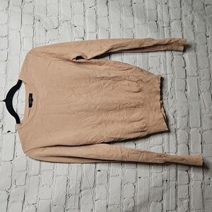 Love Tree Beige Crew Neck Sweater Tuxedo Sleeve Large